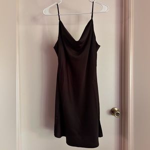 Black slip dress from Urban Outfitters. Perfect for a night out!